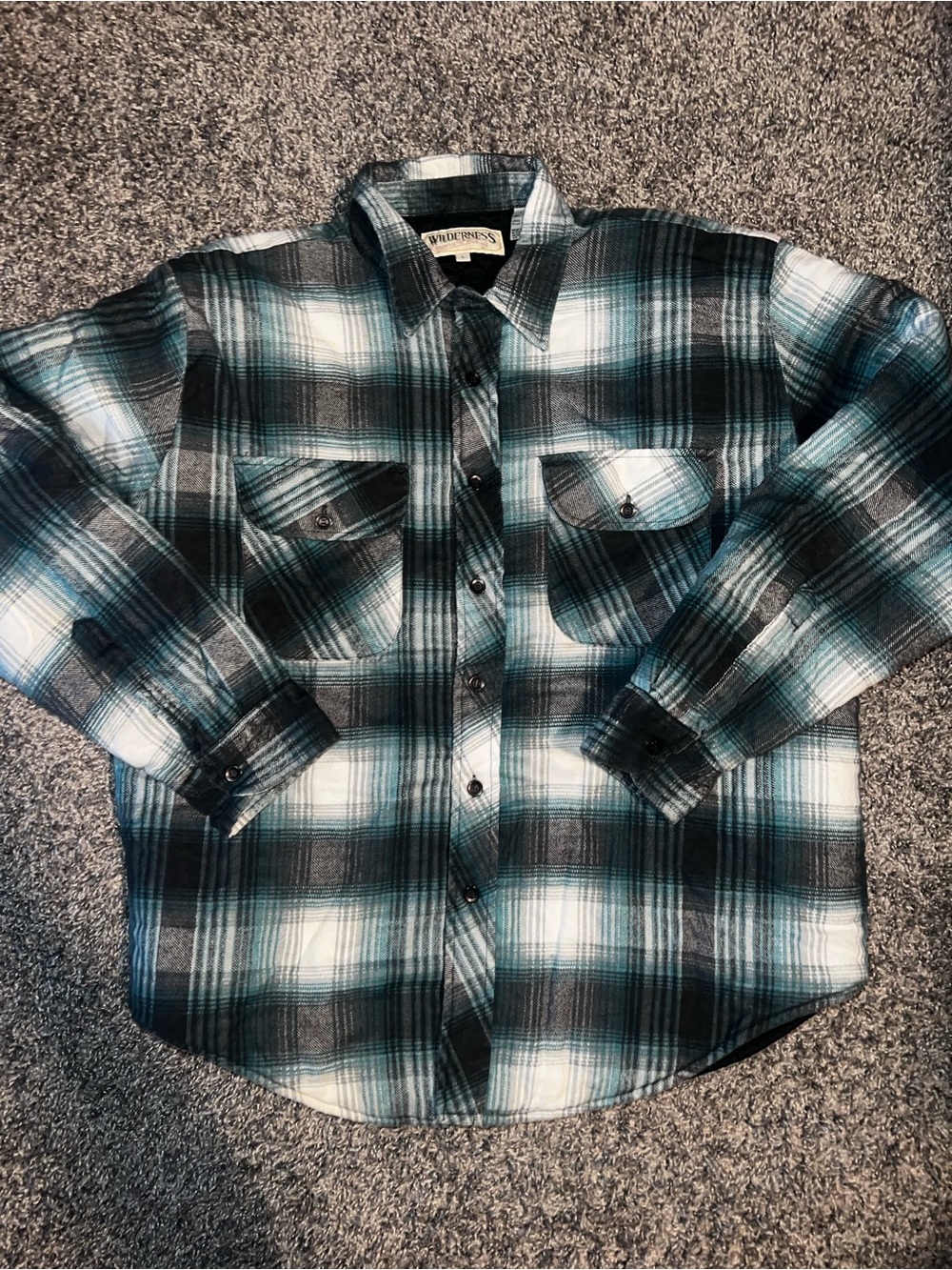 Teal and Black Plaid Flannel jacket - Men's